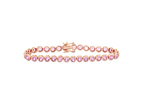 Lab Created Pink Sapphire 14K Rose Gold Over Sterling Silver Tennis Bracelet 9.18ctw