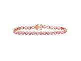 Lab Created Pink Sapphire 14K Rose Gold Over Sterling Silver Tennis Bracelet 9.18ctw