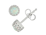 White Lab Created Opal Sterling Silver Children's Stud Earrings 0.26ctw