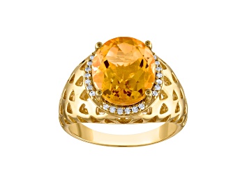 Picture of Yellow Citrine 14K Yellow Gold Plated Sterling Silver Ring 5.80ctw