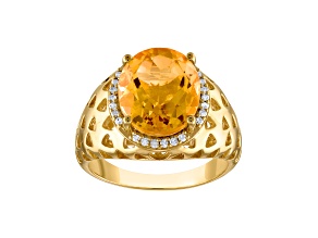 Yellow Citrine 14K Yellow Gold Plated Sterling Silver Ring 5.80ctw