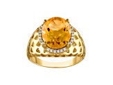 Yellow Citrine 14K Yellow Gold Plated Sterling Silver Ring 5.80ctw