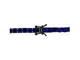 Lab Created Blue Sapphire Black Rhodium Plated Sterling Silver Unisex Tennis Bracelet 17ctw