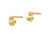14K Yellow Gold Cubic Zirconia Children's Duck Post Earrings