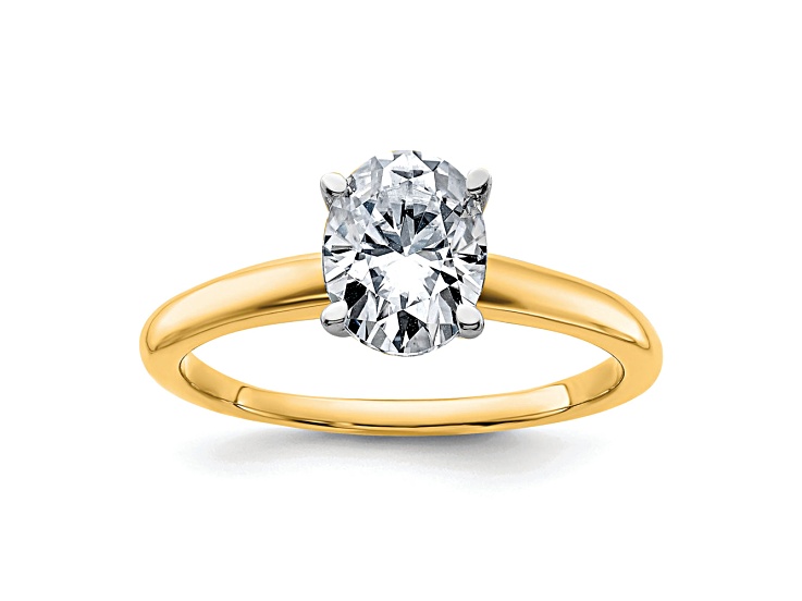 14K Yellow Gold With White Gold Accents 1 1/2 ct. D E F Pure Light Oval Moissanite Solitaire Ring