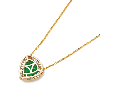 3.53 Ctw Emerald With 0.21 Ctw White Diamond Pendant With Chain in 14K YG