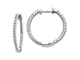 Rhodium Over 14K White Gold Oro Spotlight Lab Grown Diamond SI+, H+, In and Out Hinged Hoop Earrings