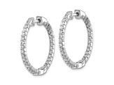 Rhodium Over 14K White Gold Oro Spotlight Lab Grown Diamond SI+, H+, In and Out Hinged Hoop Earrings