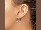 Rhodium Over 14K White Gold Oro Spotlight Lab Grown Diamond SI+, H+, In and Out Hinged Hoop Earrings