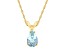 8x5mm Pear Shape Aquamarine 14k Yellow Gold Pendant With Chain