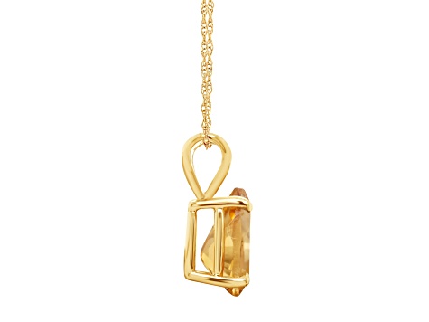 8x5mm Pear Shape Citrine 14k Yellow Gold Pendant With Chain