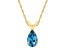 8x5mm Pear Shape Blue Topaz 14k Yellow Gold Pendant With Chain