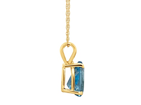 8x5mm Pear Shape Blue Topaz 14k Yellow Gold Pendant With Chain