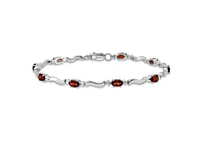 Rhodium Over 10k White Gold Fancy Diamond and Garnet Bracelet