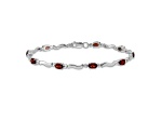 Rhodium Over 10k White Gold Fancy Diamond and Garnet Bracelet