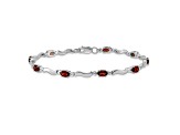 Rhodium Over 10k White Gold Fancy Diamond and Garnet Bracelet