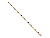 10k Yellow Gold and Rhodium Over 10k Yellow Gold Diamond and Multi-Gemstone Bracelet