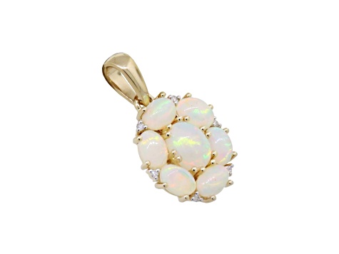 Ethiopian Opal and White Diamond 14K Yellow Gold Pendant 1.95ctw