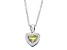 Green And White Cubic Zirconia Rhodium Over Silver Children's Heart Pendant With Chain 0.49ctw