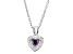 Purple And White Cubic Zirconia Rhodium Over Silver Children's Heart Pendant With Chain 0.49ctw