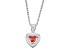 Red And White Cubic Zirconia Rhodium Over Silver Children's Heart Pendant With Chain 0.49ctw