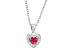 Lab Created Ruby And White Cubic Zirconia Rhodium Over Silver Children's Heart Pendant 0.49ctw