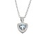 Blue And White Cubic Zirconia Rhodium Over Silver Children's Heart Pendant With Chain 0.49ctw
