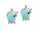 Rhodium Over Sterling Silver Amazonite Turtle Post Earrings