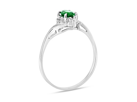 0.43ctw Emerald and Diamond Ring in 14k White Gold