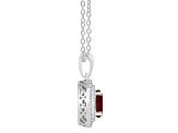 7mm Round Garnet And White Topaz Accent Rhodium Over Sterling Silver Double Halo Pendant w/Chain