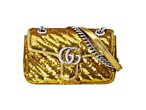 Gucci Flap Marmont GG Matelasse Gold Sequin Shoulder Bag