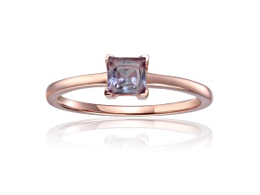 Square Lab Created Alexandrite 14K Rose Gold Over Sterling Silver Solitaire Ring, 0.55ct
