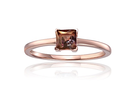 Square Lab Created Alexandrite 14K Rose Gold Over Sterling Silver Solitaire Ring, 0.55ct