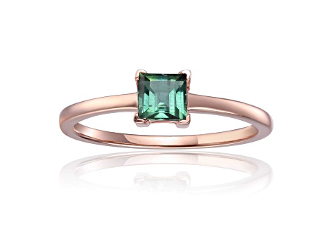 Square Green Tourmaline 14K Rose Gold Over Sterling Silver Solitaire Ring, 0.50ct