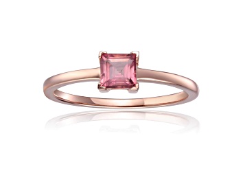 Picture of Square Pink Tourmaline 14K Rose Gold Over Sterling Silver Solitaire Ring, 0.50ct