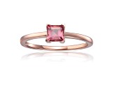 Square Pink Tourmaline 14K Rose Gold Over Sterling Silver Solitaire Ring, 0.50ct