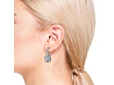 Clear Cubic Zirconia, Rhodium Plated over Brass Basket-Set Drop Earrings