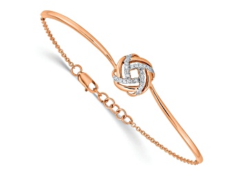 Picture of 14k Rose Gold and Rhodium Over 14k Rose Gold Polished Diamond Love Knot Bracelet