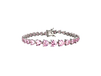 Picture of Pink Cubic Zirconia Heart Rhodium over Sterling Silver Tennis Bracelet