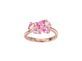 Created Pink Sapphire and Pink Cubic Zirconia Rhodium Over Sterling Silver Ring 1.57ctw