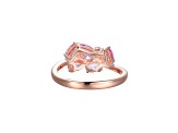 Created Pink Sapphire and Pink Cubic Zirconia Rhodium Over Sterling Silver Ring 1.57ctw