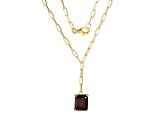 Red Garnet 18k Yellow Gold Over Sterling Silver Paperclip Necklace