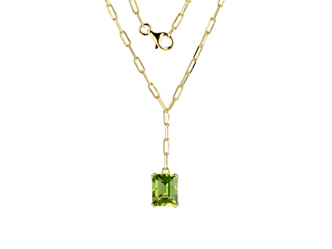 Green Peridot 18k Yellow Gold Over Sterling Silver Necklace 2.93ct