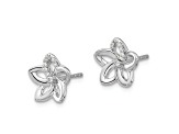 Rhodium Over 14k White Gold Diamond Flower Stud Earrings