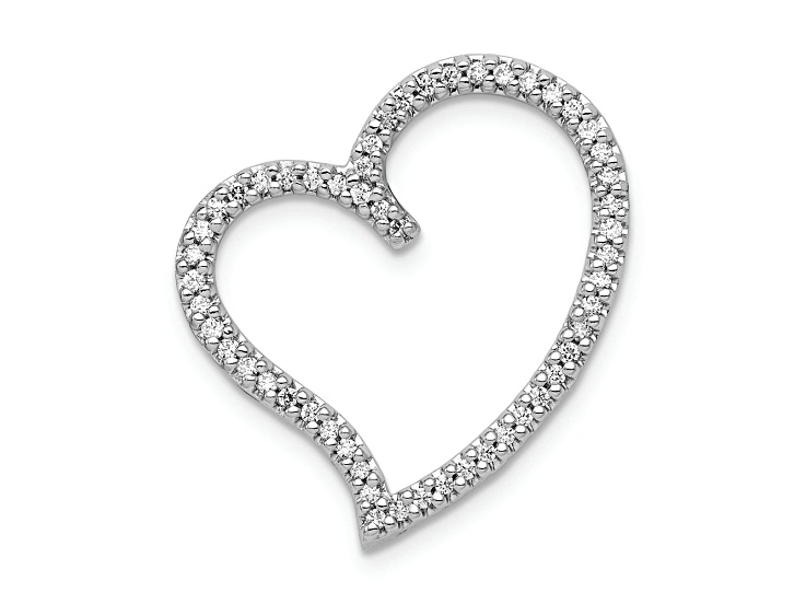 Rhodium Over 14k White Gold Diamond Heart Chain Slide Pendant