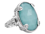 Judith Ripka 20x15 Turqouise Simulant And Bella Luce Rhodium Over Sterling Silver Ring