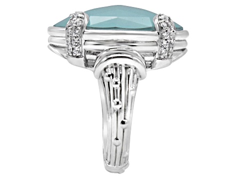 Judith Ripka 20x15 Turqouise Simulant And Bella Luce Rhodium Over Sterling Silver Ring