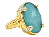 Judith Ripka 20x15 Turqouise Simulant And Bella Luce 14k Gold Clad Ring