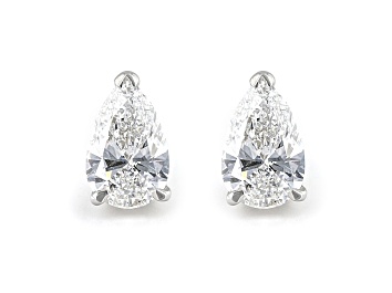 Picture of Certified Pear Shape White Lab-Grown Diamond E-F SI 18k White Gold Stud Earrings 1.50ctw