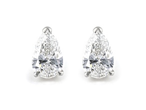 Certified Pear Shape White Lab-Grown Diamond E-F SI 18k White Gold Stud Earrings 1.50ctw